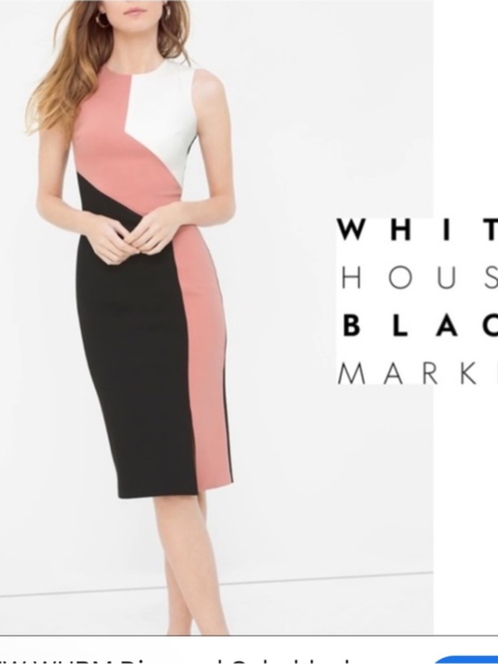 White House black market color block diagonal pink black sheathed dress